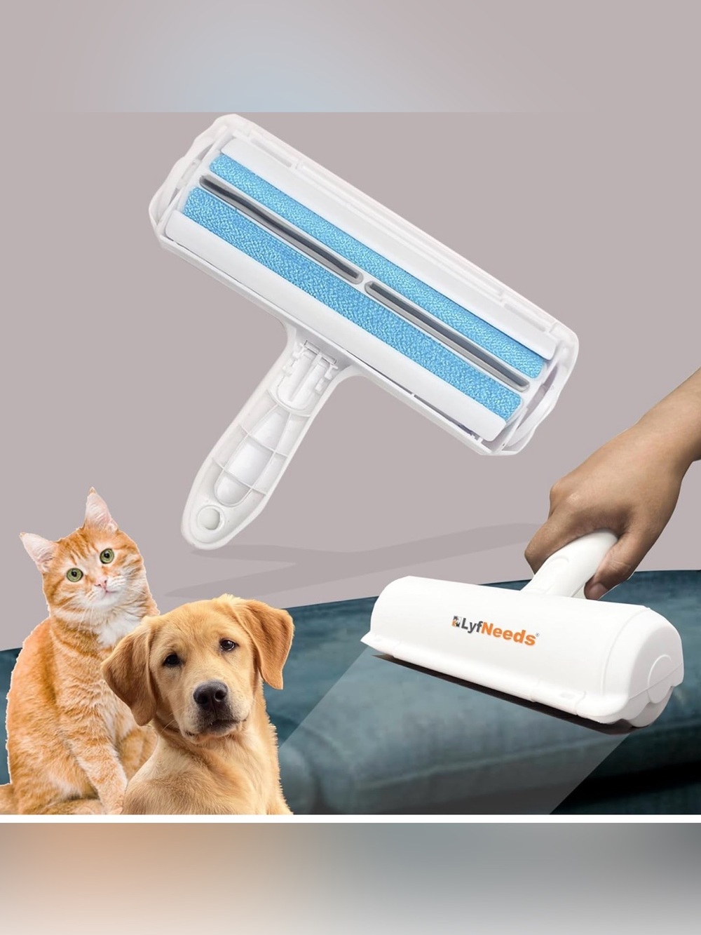 LyfNeeds reusable pet hair remover roller-for cleaning furniture and clothes
